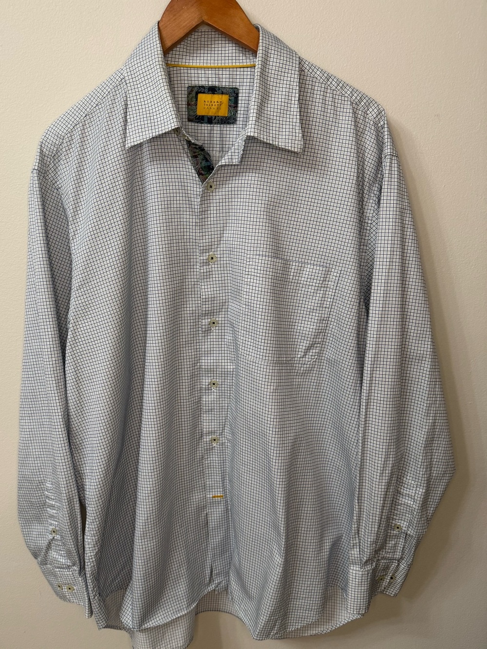 Robert Talbott Carmel Mens XL Blue Check Button Front Dress Shirt